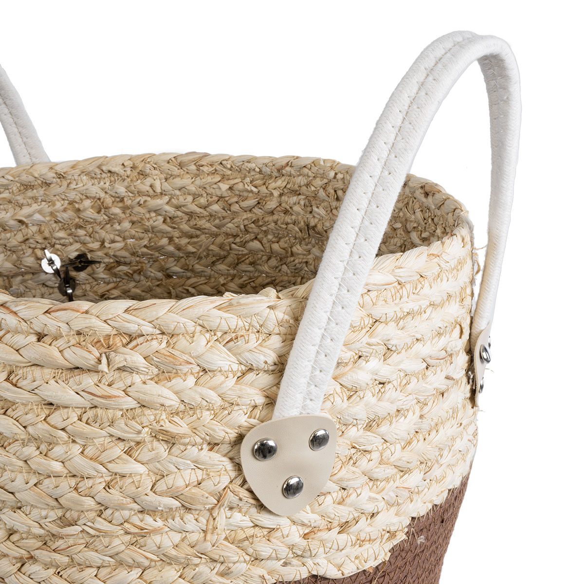 GloboStar® Artificial Garden CAROLINA 20580 Διακοσμητικό Πλεκτό Κασπώ Γλάστρα - Flower Pot Μπεζ με Καφέ και Λευκό Φ33 x Υ28cm 6 GloboStar® Artificial Garden CAROLINA 20580 Διακοσμητικό Πλεκτό Κασπώ Γλάστρα - Flower Pot Μπεζ με Καφέ και Λευκό Φ33 x Υ28cm - Image 4