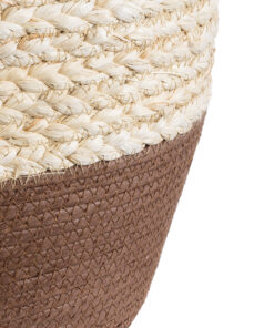 GloboStar® Artificial Garden CAROLINA 20580 Διακοσμητικό Πλεκτό Κασπώ Γλάστρα - Flower Pot Μπεζ με Καφέ και Λευκό Φ33 x Υ28cm 15 20580 6