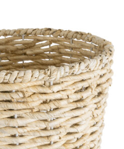 GloboStar® Artificial Garden LIMNOS 20582 Διακοσμητικό Πλεκτό Κασπώ Γλάστρα - Flower Pot Μπεζ με Μπεζ Ξύλο Φ26 x Υ66cm 13 20582 5