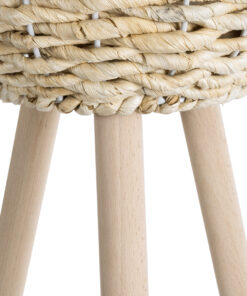 GloboStar® Artificial Garden LIMNOS 20582 Διακοσμητικό Πλεκτό Κασπώ Γλάστρα - Flower Pot Μπεζ με Μπεζ Ξύλο Φ26 x Υ66cm 14 20582 6