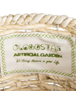GloboStar® Artificial Garden LIMNOS 20582 Διακοσμητικό Πλεκτό Κασπώ Γλάστρα - Flower Pot Μπεζ με Μπεζ Ξύλο Φ26 x Υ66cm 15 20582 7