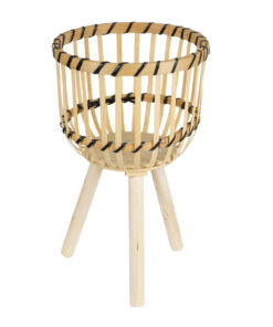 GloboStar® GloboStar® Artificial Garden FOLEGANDROS 20583 Διακοσμητικό Ξύλινο Κασπώ Γλάστρα - Flower Pot Μπεζ Φ28 x Υ47cm