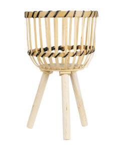 Alternative view of GloboStar® Artificial Garden FOLEGANDROS 20583 Διακοσμητικό Ξύλινο Κασπώ Γλάστρα - Flower Pot Μπεζ Φ28 x Υ47cm