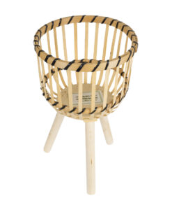 GloboStar® Artificial Garden FOLEGANDROS 20583 Διακοσμητικό Ξύλινο Κασπώ Γλάστρα - Flower Pot Μπεζ Φ28 x Υ47cm 12 20583 4