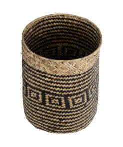 Alternative view of GloboStar® Artificial Garden INDIANA 20585 Διακοσμητικό Πλεκτό Καλάθι - Κασπώ Γλάστρα - Flower Pot Καφέ με Μαύρο Φ19.5 x Υ26cm