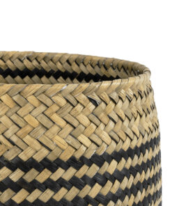 GloboStar® Artificial Garden VERMONT 20586 Διακοσμητικό Πλεκτό Καλάθι - Κασπώ Γλάστρα - Flower Pot Καφέ με Μαύρο Φ14 x Υ23cm 13 20586 5