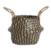GloboStar® GloboStar® Artificial Garden SALVADOR 20588 Διακοσμητικό Πλεκτό Καλάθι - Κασπώ Γλάστρα - Flower Pot Καφέ με Μαύρο Φ18 x Υ20cm