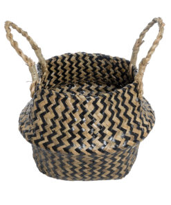 Alternative view of GloboStar® Artificial Garden SALVADOR 20588 Διακοσμητικό Πλεκτό Καλάθι - Κασπώ Γλάστρα - Flower Pot Καφέ με Μαύρο Φ18 x Υ20cm