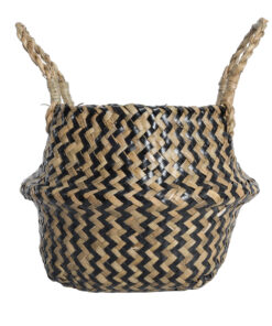 GloboStar® Artificial Garden SALVADOR 20588 Διακοσμητικό Πλεκτό Καλάθι - Κασπώ Γλάστρα - Flower Pot Καφέ με Μαύρο Φ18 x Υ20cm 12 20588 4