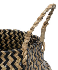 GloboStar® Artificial Garden SALVADOR 20588 Διακοσμητικό Πλεκτό Καλάθι - Κασπώ Γλάστρα - Flower Pot Καφέ με Μαύρο Φ18 x Υ20cm 13 20588 5