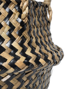 GloboStar® Artificial Garden SALVADOR 20588 Διακοσμητικό Πλεκτό Καλάθι - Κασπώ Γλάστρα - Flower Pot Καφέ με Μαύρο Φ18 x Υ20cm 14 20588 6