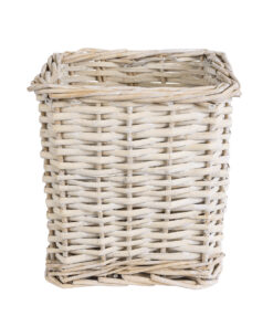 GloboStar® GloboStar® Artificial Garden KYOTO 20589 Διακοσμητικό Πλεκτό Καλάθι - Κασπώ Γλάστρα - Flower Pot Λευκό με Μπεζ Φ20 x Υ20cm