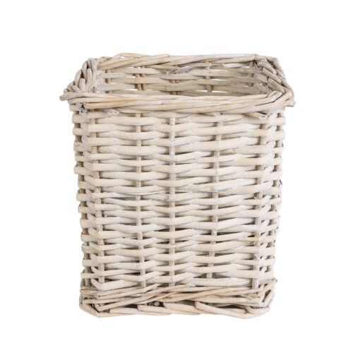 GloboStar® GloboStar® Artificial Garden KYOTO 20589 Διακοσμητικό Πλεκτό Καλάθι - Κασπώ Γλάστρα - Flower Pot Λευκό με Μπεζ Φ20 x Υ20cm
