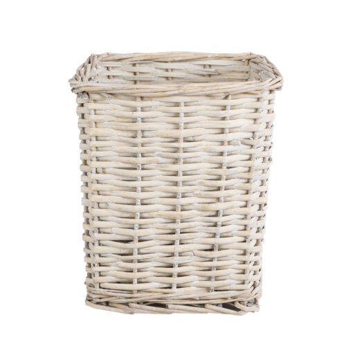 GloboStar® GloboStar® Artificial Garden KYOTO 20590 Διακοσμητικό Πλεκτό Καλάθι - Κασπώ Γλάστρα - Flower Pot Λευκό με Μπεζ Φ22 x Υ25cm
