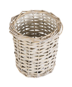 GloboStar® Artificial Garden DOMINGO 20591 Διακοσμητικό Πλεκτό Καλάθι - Κασπώ Γλάστρα - Flower Pot Λευκό με Μπεζ Φ16 x Υ18cm 11 20591 3