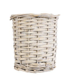 GloboStar® Artificial Garden DOMINGO 20591 Διακοσμητικό Πλεκτό Καλάθι - Κασπώ Γλάστρα - Flower Pot Λευκό με Μπεζ Φ16 x Υ18cm 12 20591 4