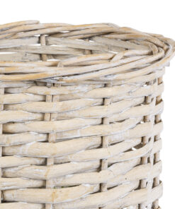 GloboStar® Artificial Garden DOMINGO 20591 Διακοσμητικό Πλεκτό Καλάθι - Κασπώ Γλάστρα - Flower Pot Λευκό με Μπεζ Φ16 x Υ18cm 13 20591 5