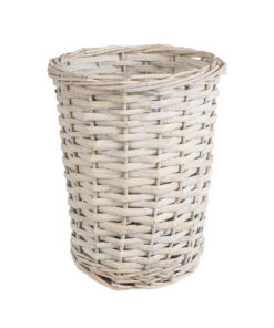 GloboStar® GloboStar® Artificial Garden DOMINGO 20592 Διακοσμητικό Πλεκτό Καλάθι - Κασπώ Γλάστρα - Flower Pot Λευκό με Μπεζ Φ19 x Υ24cm