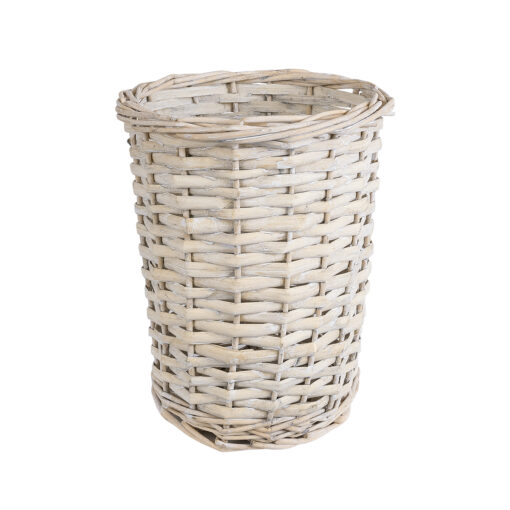 GloboStar® GloboStar® Artificial Garden DOMINGO 20592 Διακοσμητικό Πλεκτό Καλάθι - Κασπώ Γλάστρα - Flower Pot Λευκό με Μπεζ Φ19 x Υ24cm