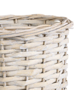 GloboStar® Artificial Garden DOMINGO 20592 Διακοσμητικό Πλεκτό Καλάθι - Κασπώ Γλάστρα - Flower Pot Λευκό με Μπεζ Φ19 x Υ24cm 14 20592 5