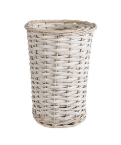 GloboStar® GloboStar® Artificial Garden DOMINGO 20593 Διακοσμητικό Πλεκτό Καλάθι - Κασπώ Γλάστρα - Flower Pot Λευκό με Μπεζ Φ21 x Υ30cm