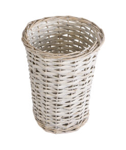 Alternative view of GloboStar® Artificial Garden DOMINGO 20593 Διακοσμητικό Πλεκτό Καλάθι - Κασπώ Γλάστρα - Flower Pot Λευκό με Μπεζ Φ21 x Υ30cm