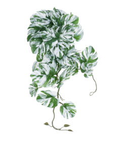 GloboStar® GloboStar® Artificial Garden ALBINO MONSTERA HANGING PLANT 20606 - Τεχνητό Διακοσμητικό Κρεμαστό Φυτό Μονστέρα Υ45cm