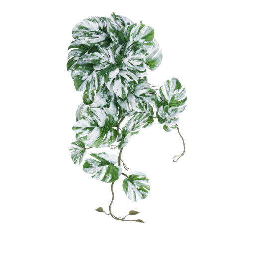 GloboStar® GloboStar® Artificial Garden ALBINO MONSTERA HANGING PLANT 20606 - Τεχνητό Διακοσμητικό Κρεμαστό Φυτό Μονστέρα Υ45cm