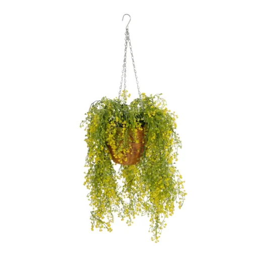 GloboStar® GloboStar® Artificial Garden GOLDEN BELL WILLOW HANGING PLANT 20626 Τεχνητό Κρεμαστό Διακοσμητικό Φυτό Κίτρινη Ιτιά Μ40 x Π40 x Y60cm
