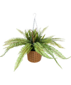 GloboStar® GloboStar® Artificial Garden FERN HANGING BOUQUET PLANT 20629 Τεχνητό Κρεμαστό Διακοσμητικό Φυτό Φτέρης  Y56cm