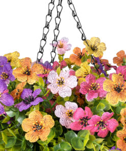 GloboStar® Artificial Garden GERBERA HANGING PLANT 20635 Τεχνητό Κρεμαστό Διακοσμητικό Φυτό Ζέρμπερας Y55cm 12 20635 5