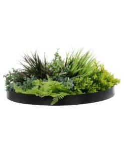 Alternative view of GloboStar® Artificial Garden VARIOUS PLANTS ROUND WALL DISC 20688 Τεχνητό Διακοσμητικό Στρογγυλό Πάνελ Φυλλωσιάς - Κάθετος Κήπος Μιξ Μ50 x Π50 x Υ23cm
