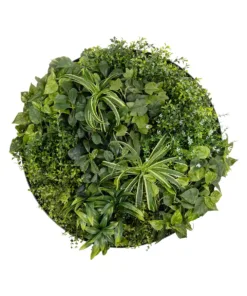 GloboStar® GloboStar® Artificial Garden VARIOUS PLANTS ROUND WALL DISC 20689 Τεχνητό Διακοσμητικό Στρογγυλό Πάνελ Φυλλωσιάς - Κάθετος Κήπος Μιξ Μ70 x Π70 x Υ15cm