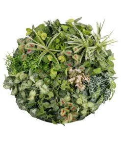 GloboStar® GloboStar® Artificial Garden VARIOUS PLANTS ROUND WALL DISC 20690 Τεχνητό Διακοσμητικό Στρογγυλό Πάνελ Φυλλωσιάς - Κάθετος Κήπος Μιξ Μ80 x Π80 x Υ20cm