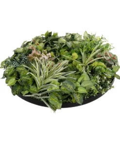 GloboStar® Artificial Garden VARIOUS PLANTS ROUND WALL DISC 20690 Τεχνητό Διακοσμητικό Στρογγυλό Πάνελ Φυλλωσιάς - Κάθετος Κήπος Μιξ Μ80 x Π80 x Υ20cm 12 20690 4
