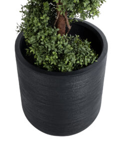 GloboStar® Artificial Garden DAMASCUS 20694 Διακοσμητικό Πολυεστερικό Τσιμεντένιο Κασπώ Γλάστρα - Flower Pot Μαύρο Φ45 x Υ45cm 14 20694 4