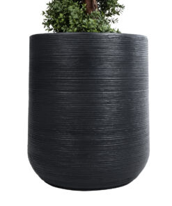 GloboStar® Artificial Garden DAMASCUS 20694 Διακοσμητικό Πολυεστερικό Τσιμεντένιο Κασπώ Γλάστρα - Flower Pot Μαύρο Φ45 x Υ45cm 15 20694 5