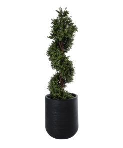 GloboStar® Artificial Garden DAMASCUS 20694 Διακοσμητικό Πολυεστερικό Τσιμεντένιο Κασπώ Γλάστρα - Flower Pot Μαύρο Φ45 x Υ45cm 16 20694 6