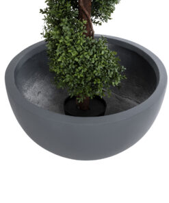 GloboStar® Artificial Garden BALTIMORE 20697 Διακοσμητικό Πολυεστερικό Τσιμεντένιο Κασπώ Γλάστρα - Flower Pot Γκρι Φ61 x Υ30cm 14 20697 4