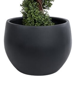 Alternative view of GloboStar® Artificial Garden VITORIA 20701 Διακοσμητικό Πολυεστερικό Τσιμεντένιο Κασπώ Γλάστρα - Flower Pot Μαύρο Φ55 x Υ40cm