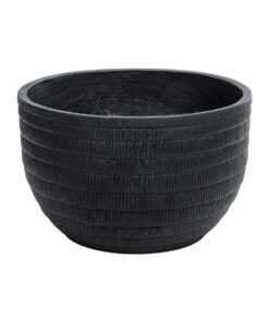 GloboStar® GloboStar® Artificial Garden VEGAS 20702 Διακοσμητικό Πολυεστερικό Τσιμεντένιο Κασπώ Γλάστρα - Flower Pot Μαύρο Φ45 x Υ28cm