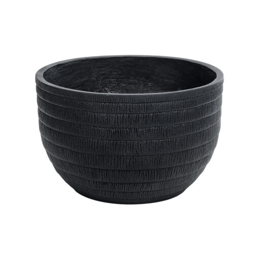 GloboStar® GloboStar® Artificial Garden VEGAS 20702 Διακοσμητικό Πολυεστερικό Τσιμεντένιο Κασπώ Γλάστρα - Flower Pot Μαύρο Φ45 x Υ28cm
