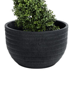 Alternative view of GloboStar® Artificial Garden VEGAS 20702 Διακοσμητικό Πολυεστερικό Τσιμεντένιο Κασπώ Γλάστρα - Flower Pot Μαύρο Φ45 x Υ28cm