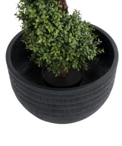 GloboStar® Artificial Garden VEGAS 20702 Διακοσμητικό Πολυεστερικό Τσιμεντένιο Κασπώ Γλάστρα - Flower Pot Μαύρο Φ45 x Υ28cm 14 20702 4