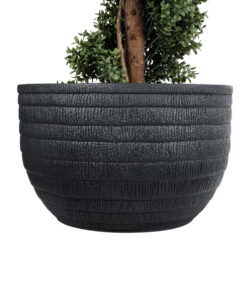 GloboStar® Artificial Garden VEGAS 20702 Διακοσμητικό Πολυεστερικό Τσιμεντένιο Κασπώ Γλάστρα - Flower Pot Μαύρο Φ45 x Υ28cm 15 20702 5