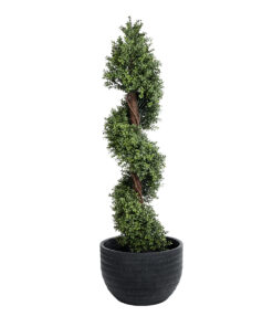 GloboStar® Artificial Garden VEGAS 20702 Διακοσμητικό Πολυεστερικό Τσιμεντένιο Κασπώ Γλάστρα - Flower Pot Μαύρο Φ45 x Υ28cm 16 20702 6