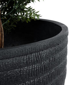 GloboStar® Artificial Garden VEGAS 20702 Διακοσμητικό Πολυεστερικό Τσιμεντένιο Κασπώ Γλάστρα - Flower Pot Μαύρο Φ45 x Υ28cm 17 20702 7