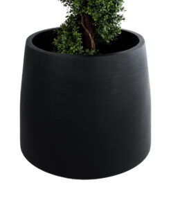 Alternative view of GloboStar® Artificial Garden TIJUANA 20703 Διακοσμητικό Πολυεστερικό Τσιμεντένιο Κασπώ Γλάστρα - Flower Pot Μαύρο Φ65 x Υ65cm