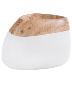 GloboStar® GloboStar® Artificial Garden PANDORA 20705 Επιδαπέδιο Πολυεστερικό Τσιμεντένιο Κασπώ Γλάστρα - Flower Pot Λευκό με Καφέ Μ60 x Π55 x Υ43cm