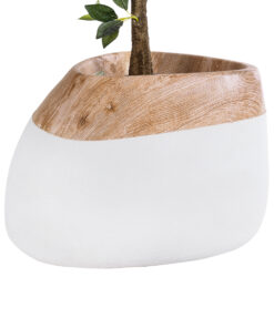 Alternative view of GloboStar® Artificial Garden PANDORA 20705 Επιδαπέδιο Πολυεστερικό Τσιμεντένιο Κασπώ Γλάστρα - Flower Pot Λευκό με Καφέ Μ60 x Π55 x Υ43cm